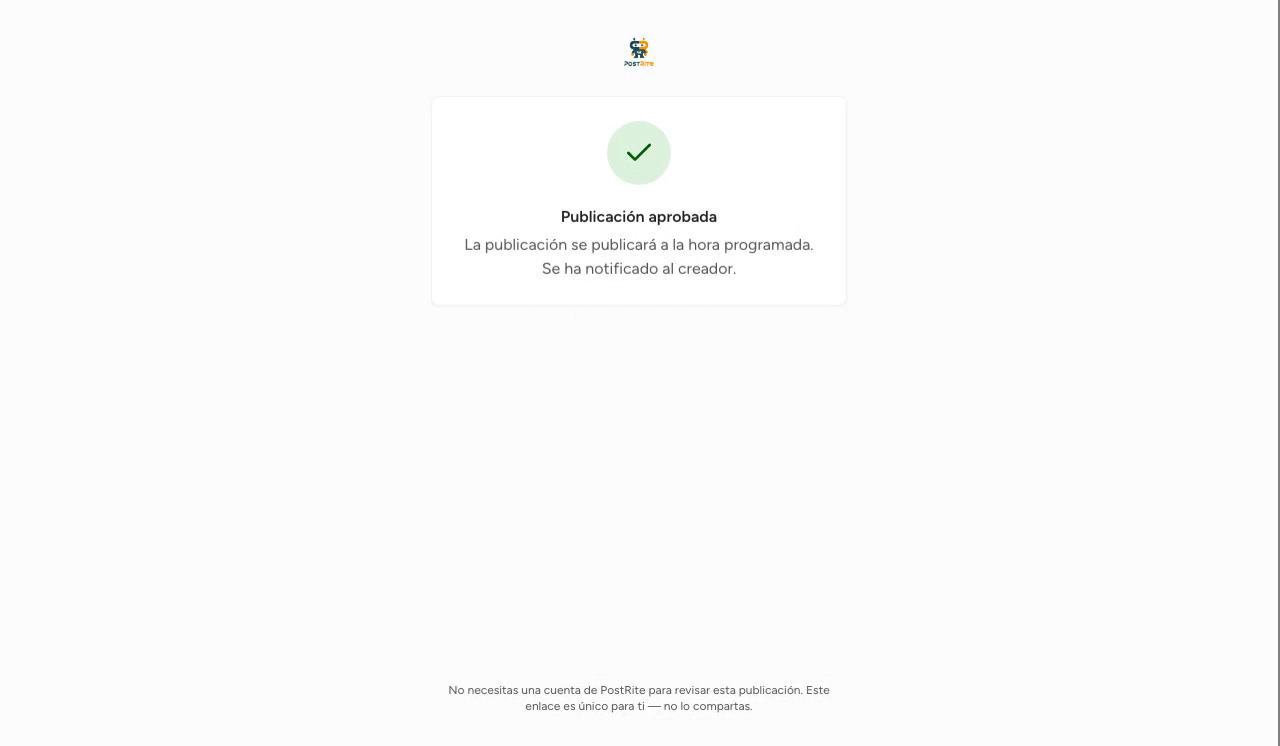 Un aprobador abre la página de aprobación, lee la publicación y la aprueba.